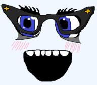 blue_eyes blush eyebags face glasses open_mouth smile template variant:soytan // 406x354 // 8.8KB