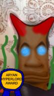 award badge black_skin blue_eyes brown_skin eyes_like_the_o-o-cean jewishautismaward78_(namefag) nigger pedophile smile stinky subvariant:chudplier trend:aryan trend:slopjak variant:markiplier_soyjak // 608x1080 // 1.0MB