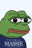 amphibian closed_mouth clothes frog green_skin lips nas:pepe pepe_the_frog politics thomas_massie transparent_background tshirt united_states // 1344x1973 // 142.4KB