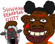 afro_puffs amanda_the_adventurer armless big_lips blood crying decapitated decapitation glasses gore markiplier nappy_head negro red_text sheeeit sheep smile teeth text tyrone variant:markiplier_soyjak variant:tyronejak video_game // 898x717 // 584.2KB