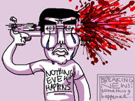 artist:mpregenthusiast blood chud closed_mouth glasses gore gun suicide variant:chudjak white_skin // 1032x774 // 143.7KB