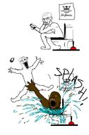2soyjaks arm black_skin comic ear eyes_popping full_body hand hands_up holding_object leg open_mouth phone plunger poop poster sitting soyjak stubble subvariant:waow text toilet toilet_black_person variant:gapejak variant:soyak water yellow_sclera yellow_teeth // 1125x1717 // 408.0KB