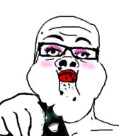 2soyjaks black_skin bread closed_mouth eating food glasses hand inverted makeup objectsoy soyjak thougher tranny variant:a24_slowburn_soyjak variant:soyak // 454x520 // 43.9KB