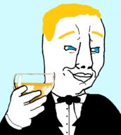 blue_eyes chud clothes glass happy holding_object suit variant:chudjak yellow_hair // 896x1000 // 116.1KB