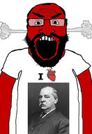 angry balding beard clothes glasses grover_cleveland hair heart i_love open_mouth red_skin soyjak subvariant:science_lover tshirt variant:markiplier_soyjak // 2819x4096 // 893.8KB