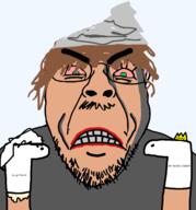 angry autism bloodshot_eyes brown_hair brown_skin cum frown green_eyes grey_shirt grey_teeth joel_(user) king_caesar king_caesar_(user) kleki samefag schizo sock sock_puppet tin_foil tinfoil_hat tranny variant:bernd // 2014x2164 // 230.9KB
