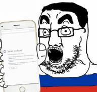 chud cnn glasses holding_object holding_phone iphone open_mouth russia soyjak stubble text thick_eyebrows variant:chudjak variant:chudjak2 // 1071x1013 // 536.2KB