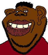 black_skin clothes ear hair lips meta:op_took_a_selfie_of_xerself red_shirt shieet smile stubble subvariant:impish_tyrone teeth tyrone variant:impish_soyak_ears // 598x683 // 25.4KB