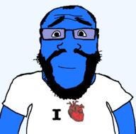 argyria arm balding beard blue_skin calm closed_mouth clothes glasses hair happy heart i_heart smile soyjak subvariant:science_lover template text transparent transparent_background variant:markiplier_soyjak // 801x789 // 69.7KB