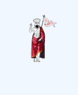 buff flag full_body glasses halo hand hand_up jesus open_mouth religion robe stubble text variant:markiplier_soyjak // 1641x1999 // 53.3KB