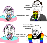 christian_cross christianity crying ear flag:lgbt_pride_flag flag:transgender_pride_flag glasses hair moustache open_mouth purple_hair stubble subvariant:seethejak tranny variant:bernd variant:protestantjak variant:soyak westboro_baptist_church // 842x772 // 271.7KB