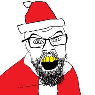 angry beard clothes glasses hat mustache open_mouth santa santa_hat soyjak variant:feraljak yellow_teeth // 600x600 // 34.9KB