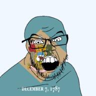 1787 Delaware angry december december_7 flag flag:delaware glasses hair looking_at_you mustache open_mouth soyjak state stubble teeth transparent_background united_states variant:feraljak // 1500x1500 // 282.9KB