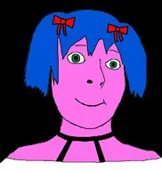 blue_hair bury_pink_gril green_eyes pink_skin ribbon s4s_(4chan) smile subvariant:female_cobson variant:cobson // 962x1016 // 103.3KB