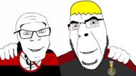 2soyjaks anti_furry badge flag:anti_furry friendship glasses meta:tagme nate no_more_brother_wars red_eyes smile variant:cobson variant:feraljak yellow_hair // 1920x1080 // 377.9KB
