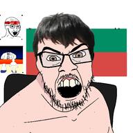 5soyjaks anime asian bant_(4chan) brown_eyes brown_hair bulgaria country flag glasses hair imperial_japan irl japan kpop multiple_soyjaks mustache nayeon neon_genesis_evangelion open_mouth smile smug soyjak stubble subvariant:wholesome_soyjak variant:feraljak variant:gapejak variant:impish_soyak_ears variant:soyak white_skin // 1500x1500 // 482.7KB