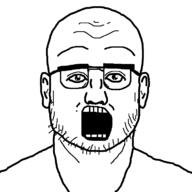 ear gigachiga glasses open_mouth soyjak stubble swede_(artist) variant:unknown // 750x750 // 14.5KB