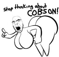 ass breasts full_body glasses huge_ass huge_breasts nsfw open_mouth soyjak stubble text variant:cobson // 755x729 // 165.1KB