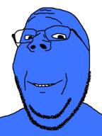 blue blue_skin glasses smile soyjak stubble subvariant:wholesome_soyjak variant:gapejak // 600x800 // 11.6KB