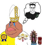 2soyjaks Mary award brown_skin catholic clothes coke crying fat flag gooner hat martin_luther meta:tagme mitre thought_bubble variant:chudjak variant:meximutt // 941x1011 // 107.5KB