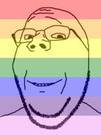 flag glasses lgbt smile soyjak stubble subvariant:wholesome_soyjak variant:gapejak // 600x800 // 11.5KB
