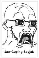 eyes_popping open_mouth raised_eyebrow scared subvariant:doctos tongue variant:soyak wojakland // 169x249 // 24.1KB