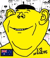 asian australia bbc blush closed_mouth country ear earring flag flag:australia frown glasses hair heart i_heart_nigger i_love multiple_soyjaks open_mouth painted_nails queen_of_spades small_eyes smile smug soyjak star star_(symbol) stubble subvariant:nucob tattoo text variant:cobson variant:impish_soyak_ears yellow_skin // 600x700 // 87.8KB