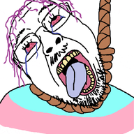 ack animated bloodshot_eyes crying death die ext=gif glasses hanging open_mouth pink_hair rope soyjak stubble suicide teeth tongue tranny troon yellow_teeth // 1439x1466 // 3.8MB