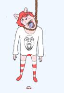 2soyjaks blood blood_drip blood_splatter bloodshot_eyes castration crying full_body furry genital_mutilation glasses hanging nara nsfw open_mouth penis redraw rope soyjak stubble suicide tongue translucent_background variant:bernd yellow_teeth // 900x1301 // 54.6KB