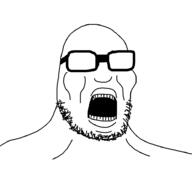 glasses no_eyes open_mouth soyjak stubble variant:unknown // 924x829 // 17.9KB