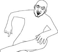 glasses legs_crossed open_mouth sitting smug soyjak stubble template // 656x590 // 11.6KB