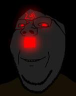 2.0. adolf_hitler adolf_hitler_2.0. beard future glasses glowing glowing_eyes head hitler_2.0. moustache no_ears nose red_eyes red_moustache secondary smile soyjak swastika variant:gapejak // 614x770 // 36.3KB