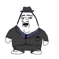 arm clothes full_body hair hand handkerchief happy hat leg mustache necktie shoe smile soyjak suit variant:ishish_soyak_ears // 1600x1600 // 112.5KB