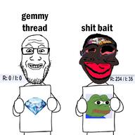 arm black_skin frog gem gemmy glasses hand jartycuck nigger paper pepe rating rent_free smile soyjak soyjak_party stubble subvariant:jartycuck variant:chudjak variant:markiplier_soyjak // 1111x1113 // 369.2KB