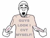 attention_whore bald clothes glasses open_mouth pointing_at_shirt self_harm soyjak stubble variant:shirtjak white_background white_skin // 335x257 // 77.6KB attention_whore bald clothes glasses open_mouth pointing_at_shirt self_harm soyjak stubble variant:shirtjak white_background white_skin // 335x257 // 77.6KB