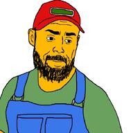 beard cap clothes hat overalls red_hat sneed soyjak stubble variant:beautiful_ob yellow_skin // 720x720 // 30.9KB