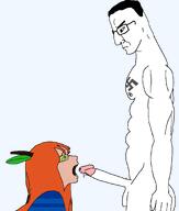 2soyjaks aftershave arm bloodshot_eyes blowjob crying glasses hair meta:pornographic_content nsfw orange_hair penis sex side_profile soyjak soyteen_liker_(namefag) subvariant:chudslut swastika tattoo variant:chudjak // 1423x1680 // 195.6KB