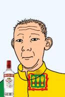 1864 alcohol bottle closed_mouth clothes crown ear flag flag:penza_oblast hair neutral oblast penza_oblast russia smirnoff soyjak text track_suit transparent transparent_background variant:kuzjak vodka wheat white_skin // 810x1192 // 205.9KB