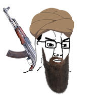 ak-47 angry beard closed_mouth clothes glasses gun hair hat islam soyjak turban variant:chudjak // 742x726 // 116.9KB