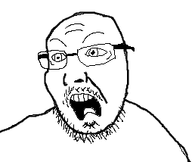 glasses mustache nuvariant open_mouth soyjak stubble teeth variant:healthjak // 254x214 // 6.7KB