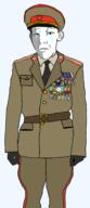 badge belt closed_eyes closed_mouth clothes collar_tabs communism crying epaulettes glove hammer_and_sickle hat kolyma kuz medal military military_uniform soviet_army_uniform soviet_union soyjak uniform variant:kuzjak // 1132x2619 // 1.7MB