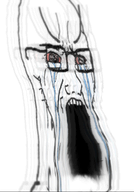 crying glasses open_mouth red_eyes shaking stubble variant:soyak // 727x1042 // 650.1KB