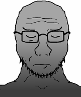 closed_eyes closed_mouth glasses gradient monochrome sad soyjak subvariant:soyak_front variant:soyak white_background // 632x756 // 13.1KB