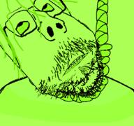 animated bloodshot_eyes colorful distorted glasses hair hanging mustache soyjak stubble suicide tranny variant:gapejak // 442x414 // 1.4MB