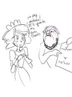 angry beard closed_mouth emmy_the_robot glasses hair holding_object maid mustache nandroid noose pronouns purple_hair robot text tranny variant:gapejak // 1200x1600 // 216.4KB