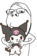 cute glasses hello_kitty hugging kuromi sanrio smile stubble subvariant:wholesome_soyjak teeth variant:gapejak // 676x1021 // 115.6KB