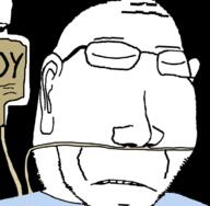 closed_eyes clothes ear frown glasses gown hospital intravenous_drip nasal_cannula sad soy soyjak stubble subvariant:massjak subvariant:wholesome_soyjak variant:gapejak // 752x738 // 105.7KB