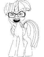 animal cartoon glasses my_little_pony open_mouth pony soyjak twilight_sparkle unicorn variant:feraljak // 657x859 // 13.7KB