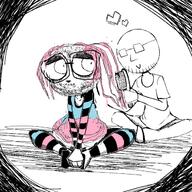 balding beard brush closed_mouth clothes drawing glasses hair hairbrush i_can't_sleep_(cartoon) pink_hair sitting smile stubble tranny // 621x621 // 230.5KB