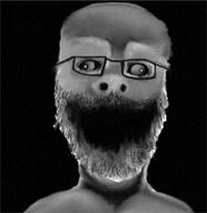 cross_eyed dark_background monster nose stylized variant:a24_slowburn_soyjak // 584x602 // 219.4KB